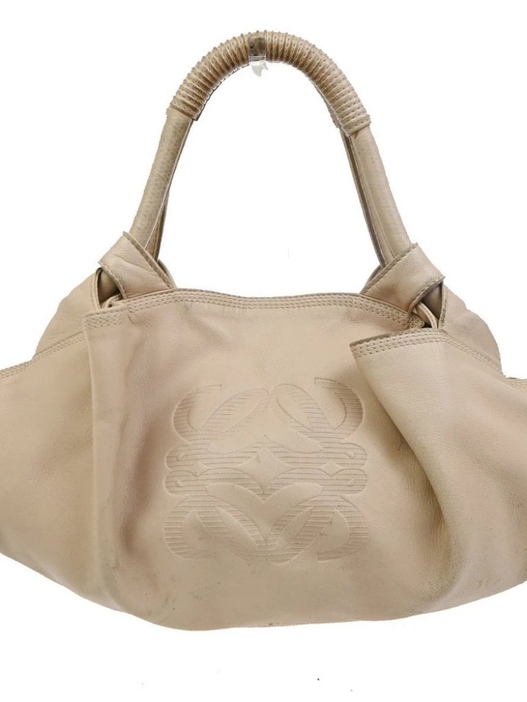 Loewe Logo Anagram Hobo Shoulder Hand Bag Leather Beige Spain Ghw 30ca772